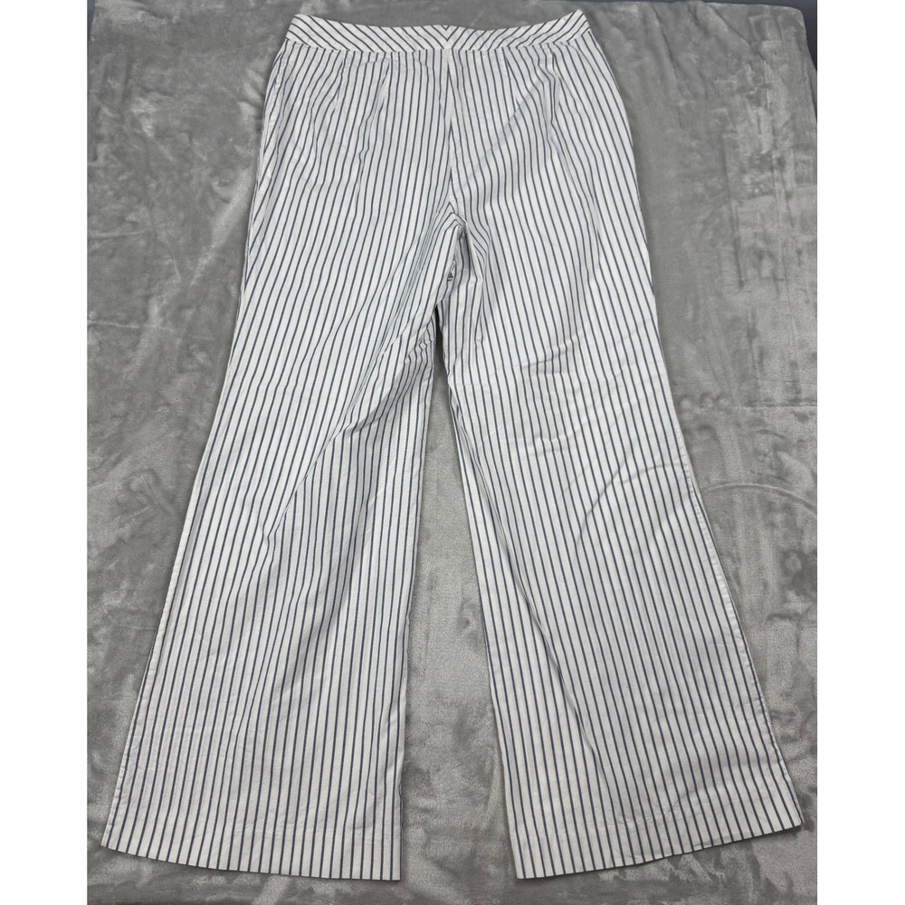 Donna Karan NY Womens 12 Wide Leg Pants 100% Cotton Quiet Luxury Riviera Style - Picture 2 of 8